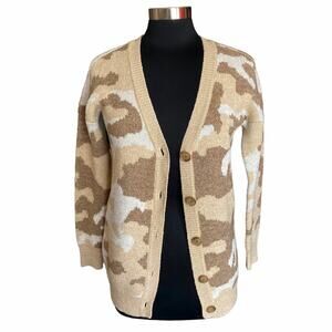 Lucky Brand Camouflage Button Down Cardigan Nature Hunting Military Size Small